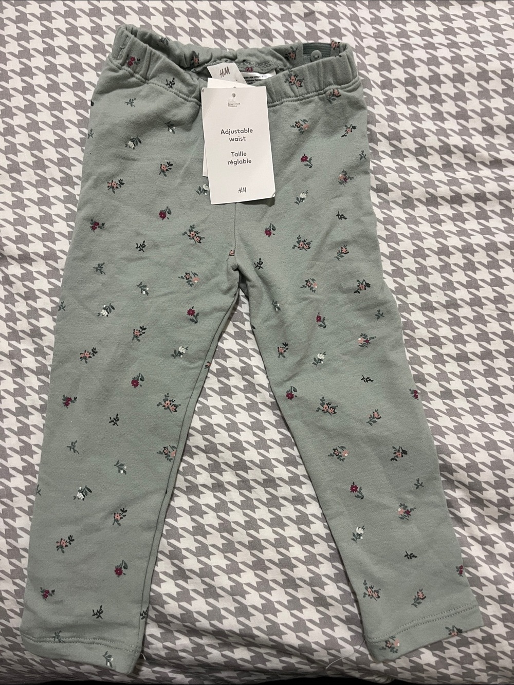 H&M Light Green Floral Print Girls' Leggings